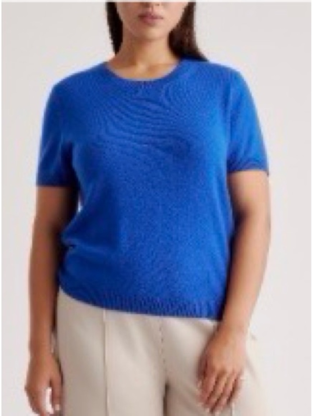 Quince 100% Mongolian Cashmere Sweater Tee Sapphire Blue Small EUC